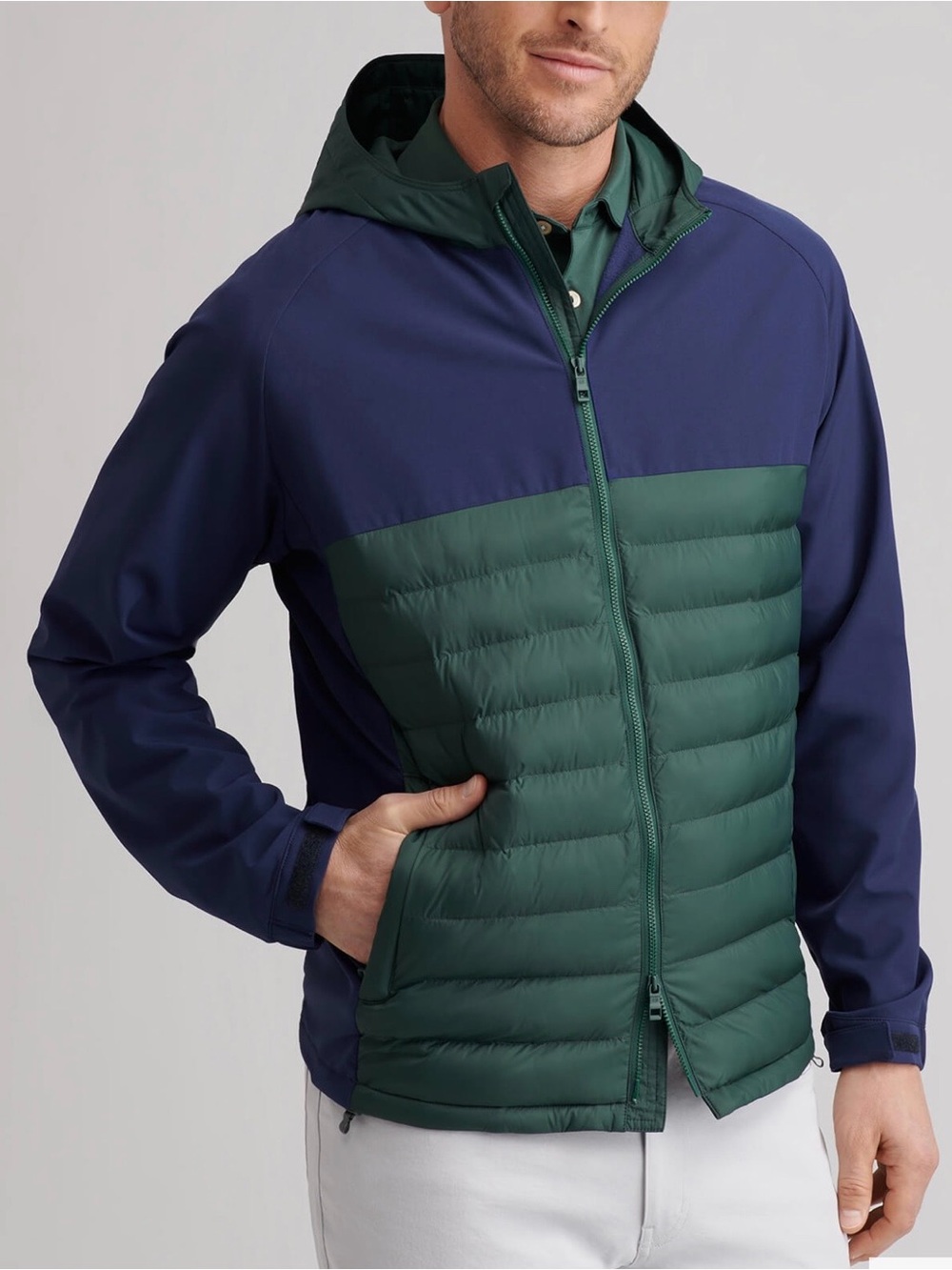 NWT Peter Millar Apex Hybrid Hoodie Jacket Nordic Pine Navy (Small)